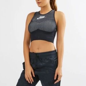 Nike Tech Knit Cropped Racerback Tank Navy XS